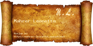 Mahrer Leonetta névjegykártya